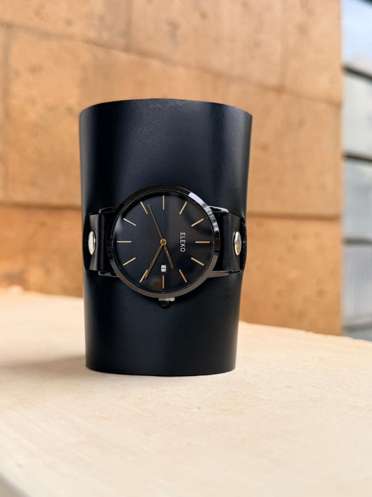 Lemaiyan | Black Leather Watch