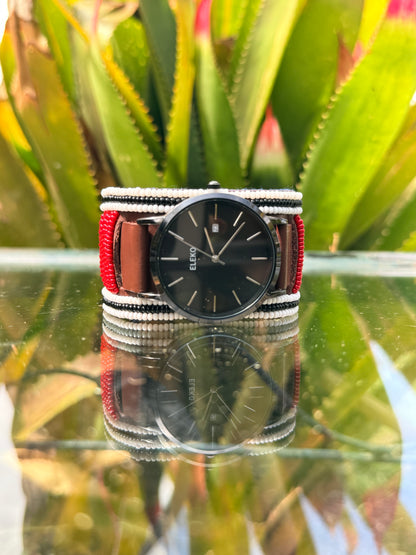 Taiyo | White Striped Beaded Watch