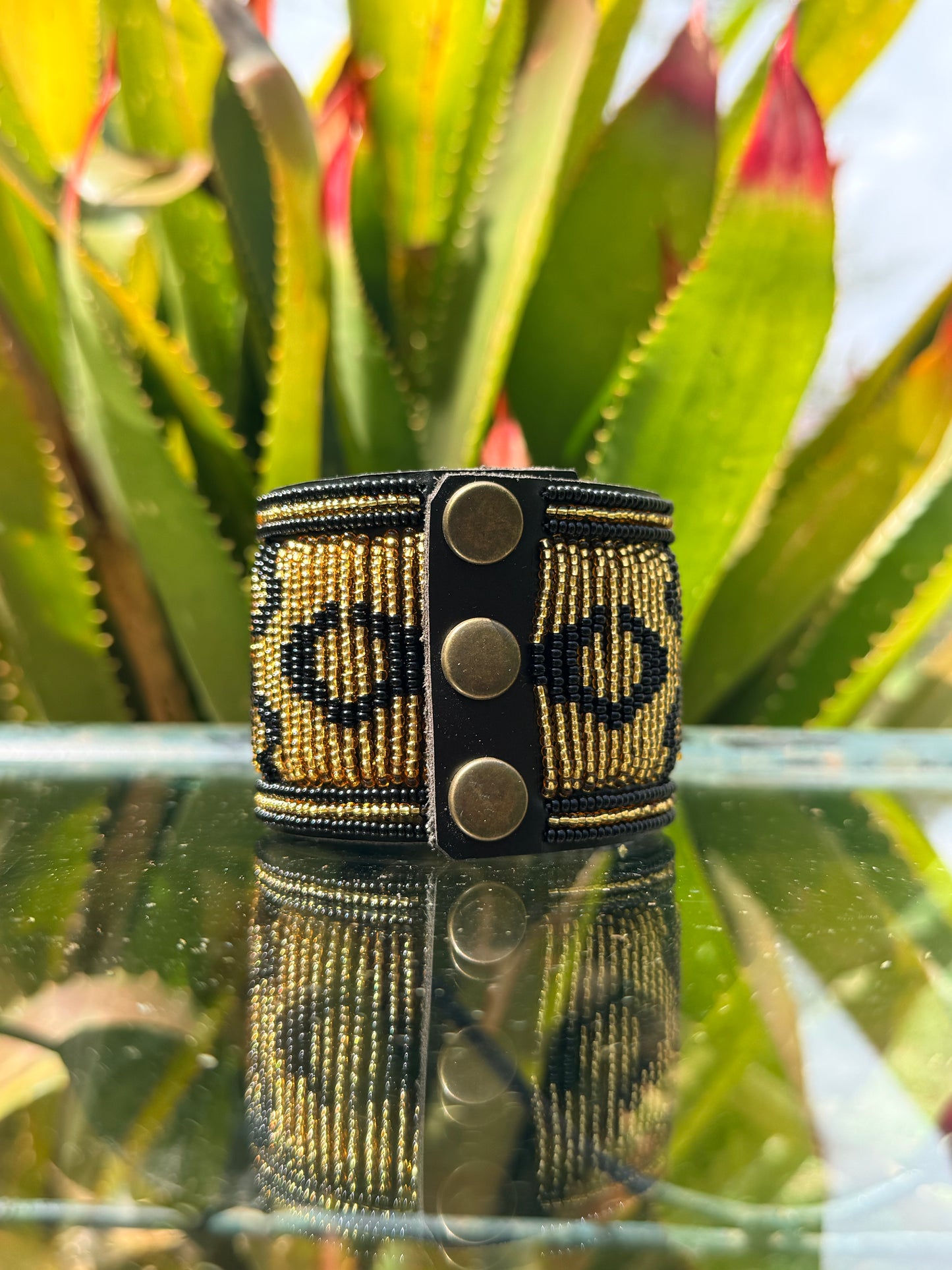 Resian | Gold & Black Beaded Watch