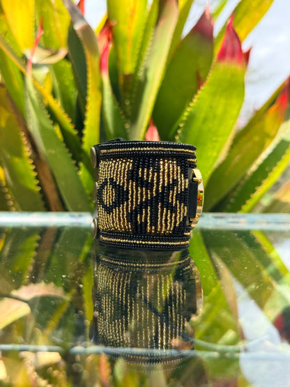 Resian | Gold & Black Beaded Watch