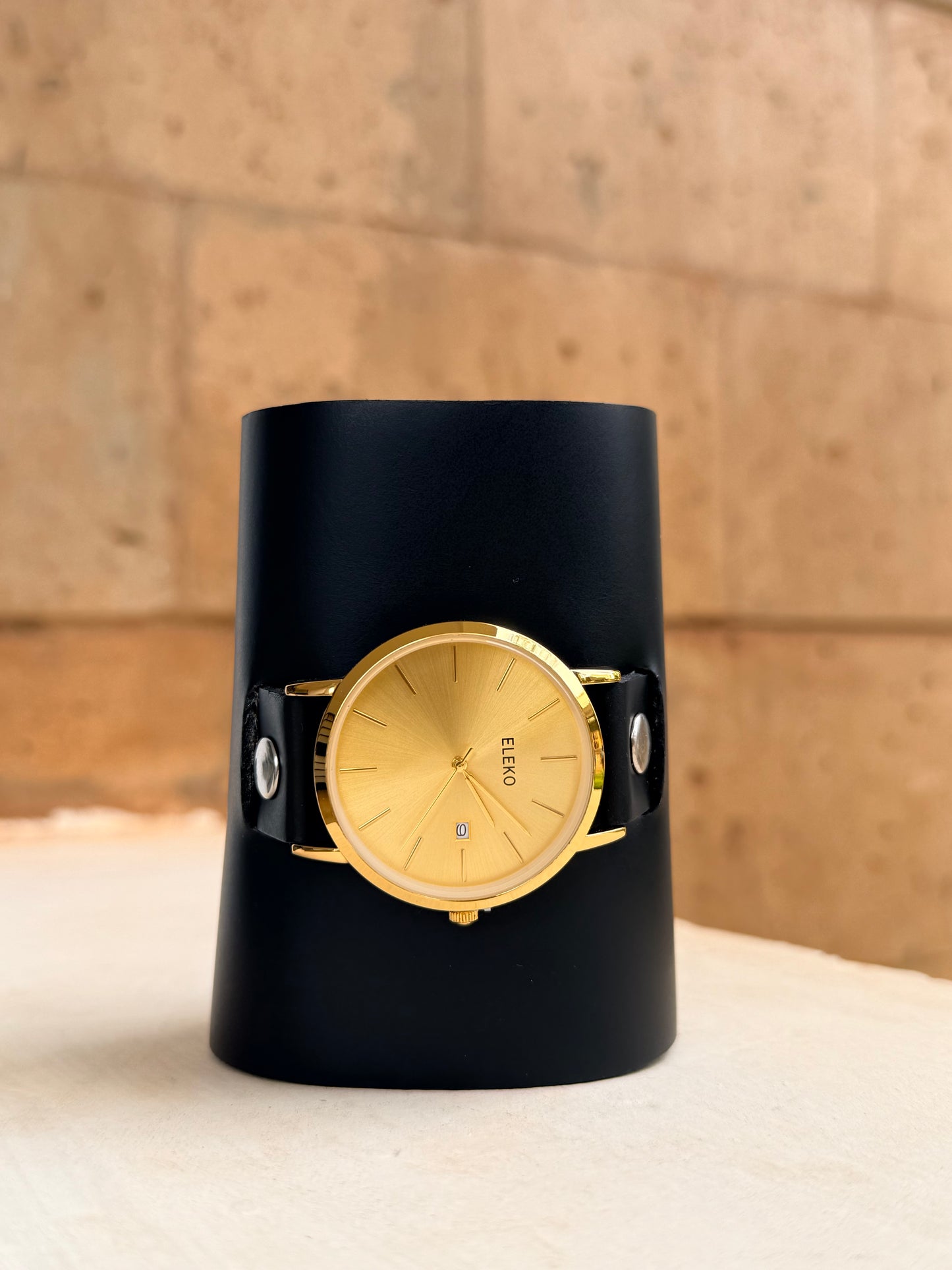 Lemaiyan | Black Leather Watch