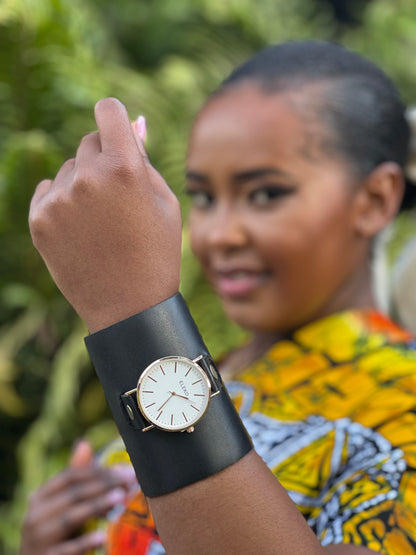 Lemaiyan | Black Leather Watch